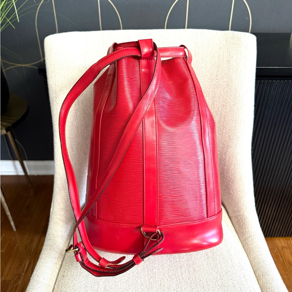 Authentic Louis Vuitton Randonnée backpack shoulder bag red Epi leather M52357 - Picture 9 of 16